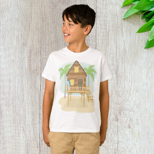 Tropical Beach Hut Surfboards and Palm Trees T-Shirt