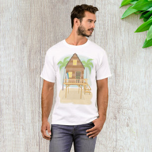 Tropical Beach Hut Surfboards and Palm Trees T-Shirt