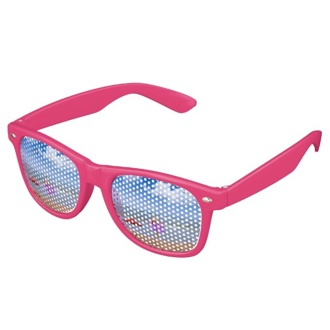 Tropical Beach image Adult-Party-Shades Retro Sunglasses (Angled)