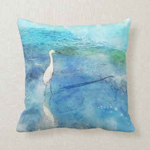 Tropical Beach in Teal Aqua Turquoise Blue Cushion