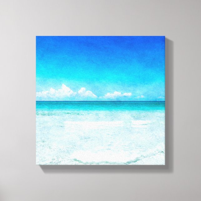 Tropical Beach in Teal Aqua Turquoise Blue Florida Canvas Print (Front)