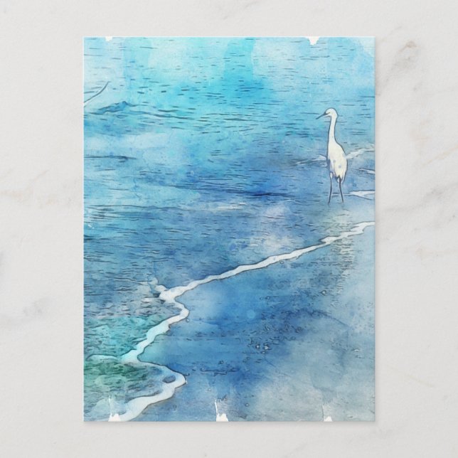 Tropical Beach in Teal Aqua Turquoise Blue Postcard (Front)