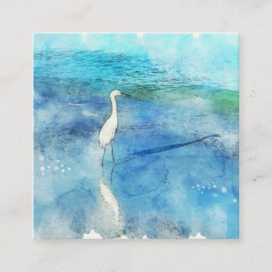 Tropical Beach in Teal Aqua Turquoise Blue Square Business Card