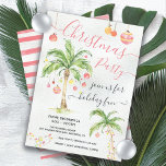 Tropical Beach Island Christmas Party Invitation<br><div class="desc">Go to the Islands with this Tropical Christmas Holiday party invitation. Features a watercolor Palm Trees with christmas ornaments.. All wording can be changed to fit you needs. Simple and clean design. All wording can be changed! To make more changes go to Personalise this template. On the bottom you’ll see...</div>