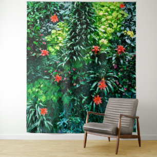 Tropical Beach Island Floral Mural   Wall Tapestry