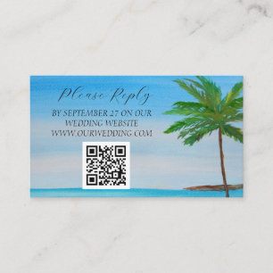 Tropical Beach Island Palm Trees Wedding  Enclosure Card