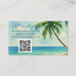Tropical Beach Island Palm Trees Wedding Enclosure Card