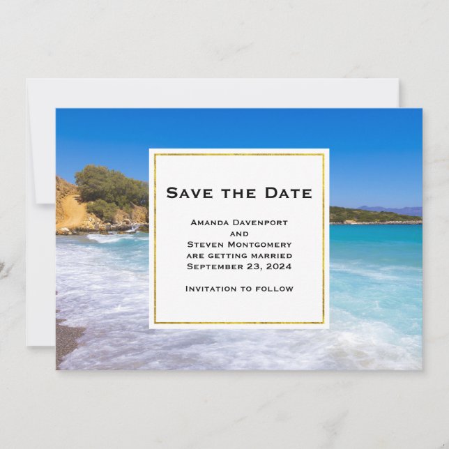 Tropical Beach Island Paradise Photo Wedding Save The Date (Front)