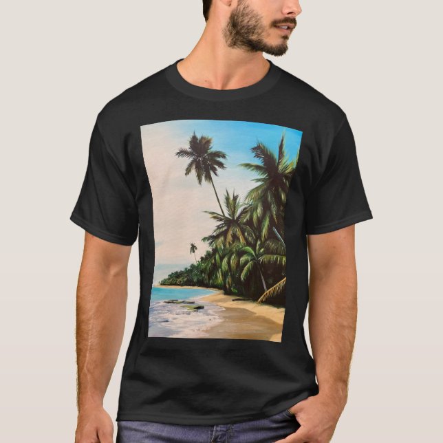 Tropical Beach Jah Sunny Arts Design T-Shirt (Front)