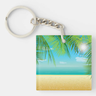 Tropical Beach Key Ring