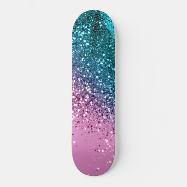 Tropical Beach Lady Glitter #8 Skateboard (Front)