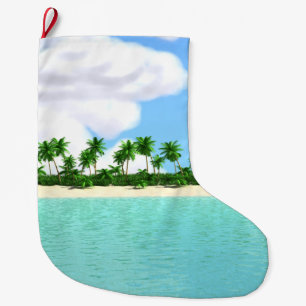 Tropical Beach Large Christmas Stocking
