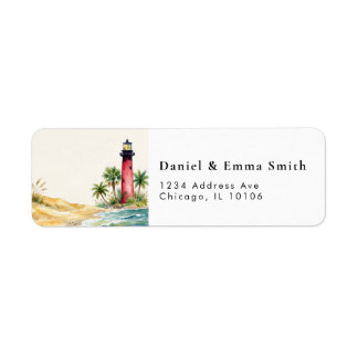Tropical Beach Lighthouse Return Address