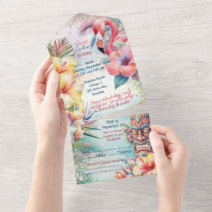 Tropical Beach Luau Party Invitations