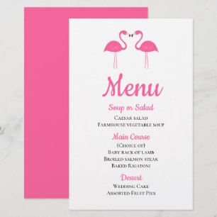 Tropical Beach Luau Pink Flamingo Wedding Menu