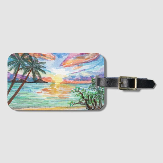 Tropical Beach Luggage Tag (Front Horizontal)