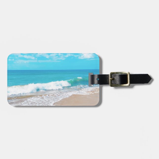 Tropical beach luggage tag (Front Horizontal)