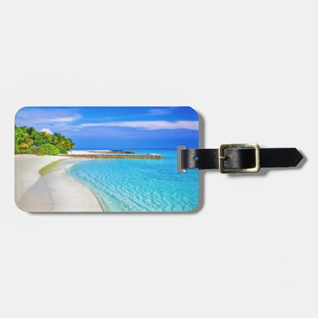 Tropical Beach Luggage Tag (Front Horizontal)