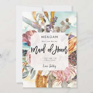 tropical beach maid of honor proposal card