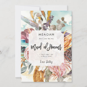 tropical beach maid of honour proposal card