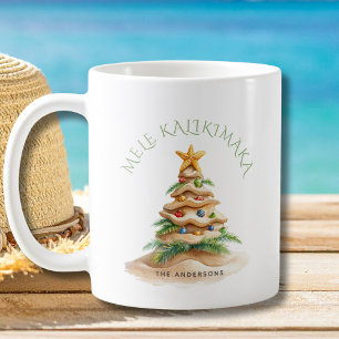 Tropical Beach Mele Kalikimaka Christmas Tree Coffee Mug