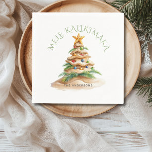 Tropical Beach Mele Kalikimaka Christmas Tree Napkin