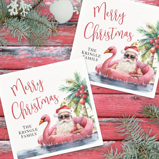 Tropical Beach Merry Christmas Napkin (Tropical Beach Merry Christmas Napkins)