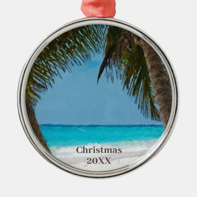 Tropical Beach Metal Tree Decoration (Front)