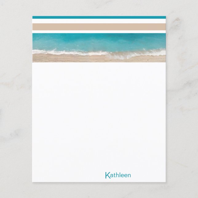 Tropical Beach Monogram Personalised Stationery (Front)