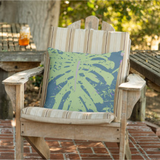 Tropical beach monstera leaf botanical coastal cushion