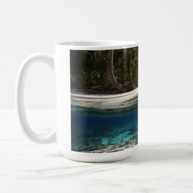 Tropical Beach Mug - Split View Ocean Mug - Above  (Left)