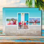 Tropical Beach Multi Photo Christmas Holiday Card<br><div class="desc">Share your favourite beach vacation or warm weather photos with this fun tropical beach sand and sea Christmas holiday card with your message in chic white lettering. Select Matte for heaviest paper and high definition for best print quality.</div>
