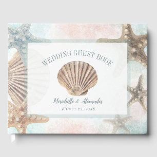 Tropical Beach Nautical Starfish Seashell Wedding Guest Book
