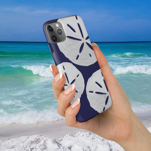 Tropical Beach Navy Blue White Sand Dollars Case-Mate iPhone Case (Creator Uploaded)