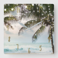 Tropical Beach Ocean Palm Trees & Lights