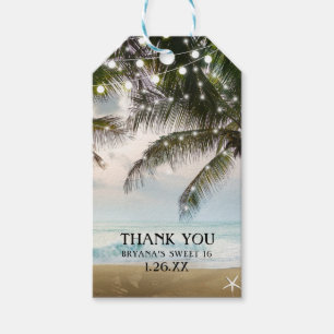 Tropical Beach Ocean Palm Trees & Lights Wedding Gift Tags