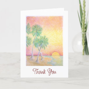 Tropical Beach Ocean Palm Trees  Thank You Card