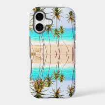 Tropical Beach Ocean Palms with Reflection