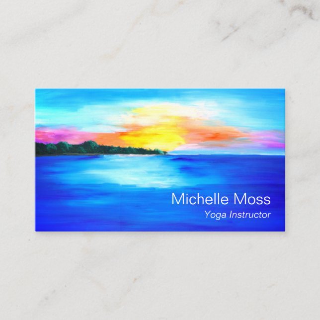 Tropical Beach Ocean Paradise Sunset Business Card (Front)