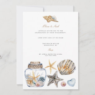 Tropical Beach Ocean Shell Engagement Invitation