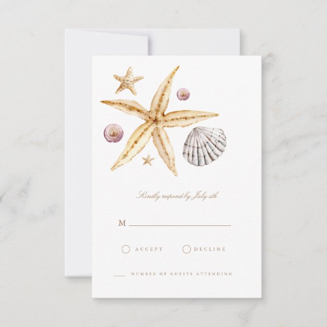 Tropical Beach Ocean Shell RSVP Card (Front)