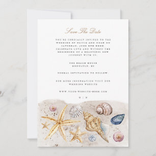 Tropical Beach Ocean Shell Save The Date Card