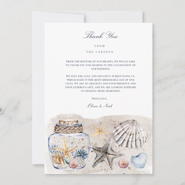 Tropical Beach Ocean Shell Thank You Card (Front)