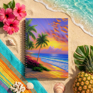Tropical Beach, Ocean Sunset Notebook