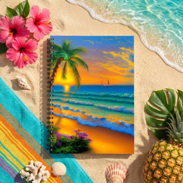 Tropical Beach, Ocean Sunset Notebook (Creator Uploaded)