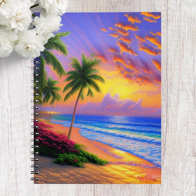 Tropical Beach, Ocean Sunset Notebook (Creator Uploaded)