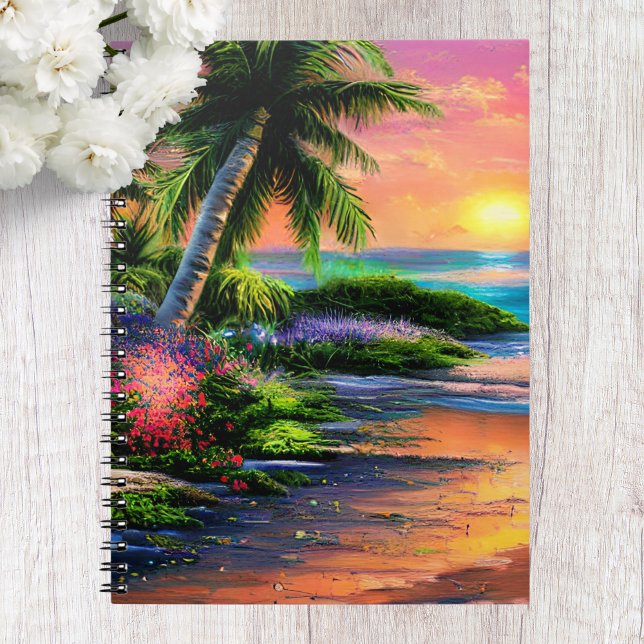 Tropical Beach, Ocean Sunset Notebook (Creator Uploaded)