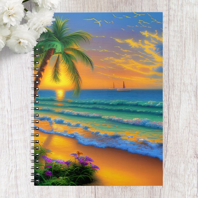 Tropical Beach, Ocean Sunset Notebook (Creator Uploaded)