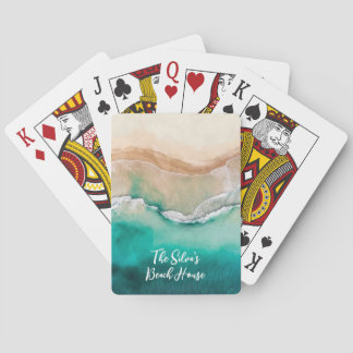 Tropical Beach Ocean Watercolor Name Beach House Playing Cards