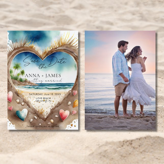 Tropical Beach Ocean Watercolor Save The Date Invitation (Creator Uploaded)